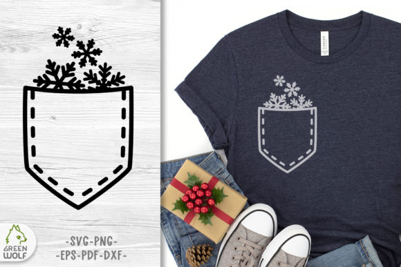 Christmas Pocket T Shirt Svg Design for Crafts and Graphics
