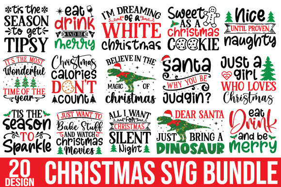 Christmas SVG T-shirt Design Bundle: Perfect for Creative Graphics