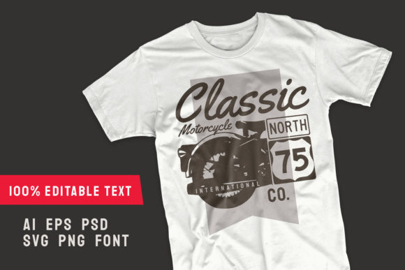 Classic Motorcycle T-shirt Design Vector
