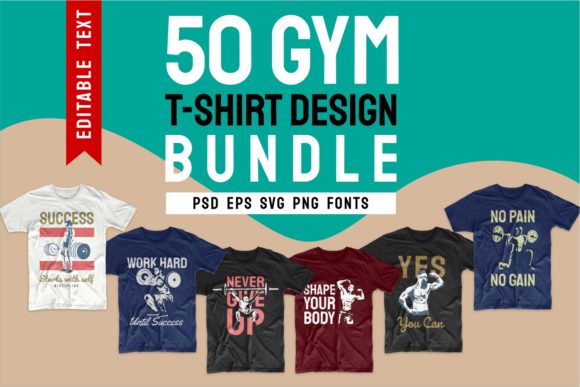 Gym Workout T-shirt Design Bundle: A Must-Have for Print Templates
