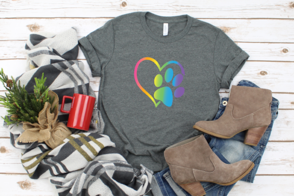 Heart Pet Paw Print SVG for T-Shirt Designs and Graphics