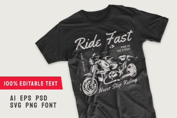 Ride Fast Vintage Motorcycle T-shirt: A Versatile Graphics Asset