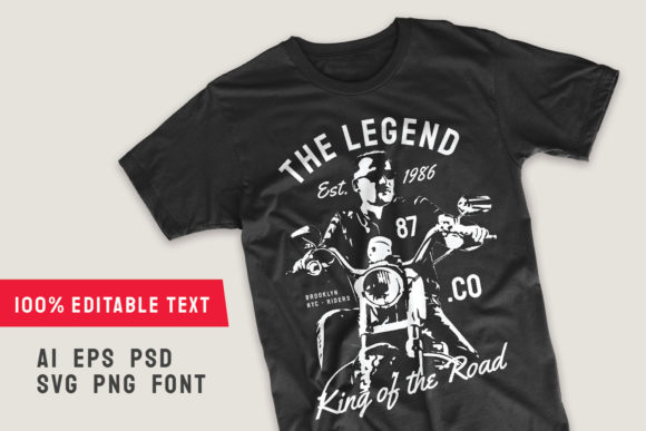 The Legend Editable Motorcycle T-shirt: A Versatile Graphics Asset